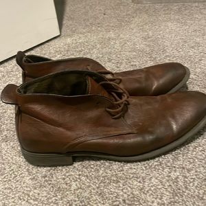 Brown leather boots